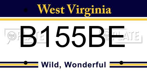 B155BE West Virginia License Plate