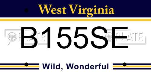 B155SE West Virginia License Plate