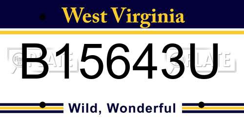 B15643U West Virginia License Plate