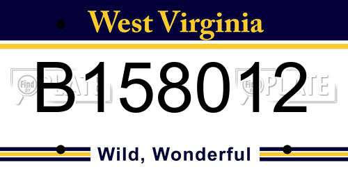 B158012 West Virginia License Plate
