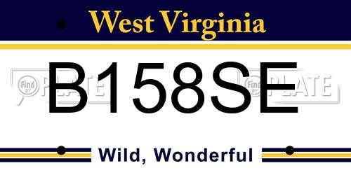 B158SE West Virginia License Plate
