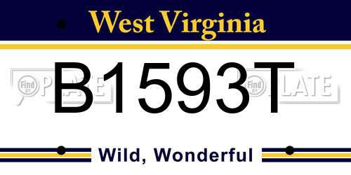 B1593T West Virginia License Plate