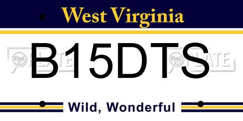 B15DTS West Virginia License Plate
