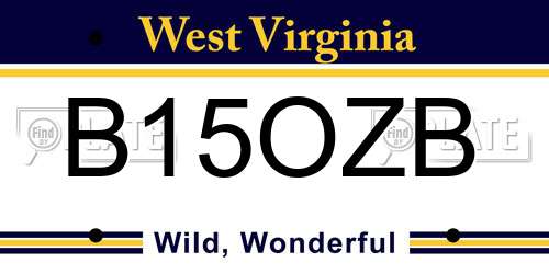 B15OZB West Virginia License Plate