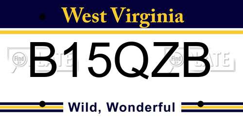 B15QZB West Virginia License Plate