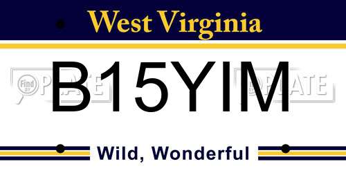B15YIM West Virginia License Plate