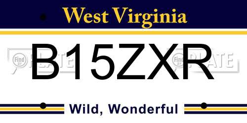 B15ZXR West Virginia License Plate