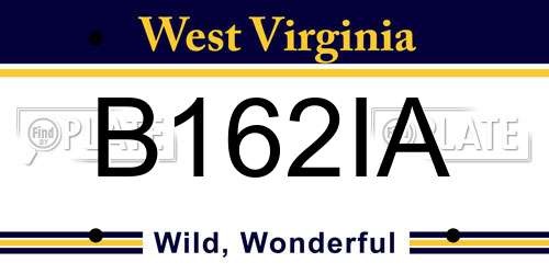 B162IA West Virginia License Plate