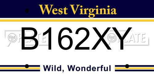 B162XY West Virginia License Plate