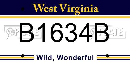 B1634B West Virginia License Plate