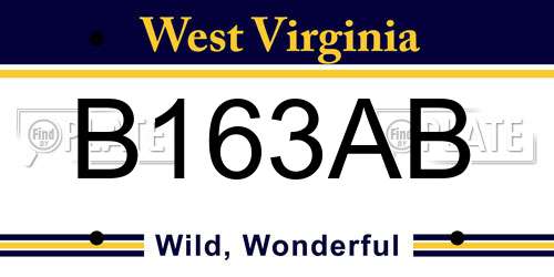 B163AB West Virginia License Plate