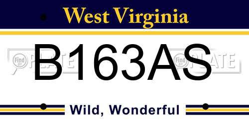 B163AS West Virginia License Plate