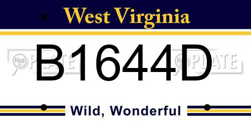 B1644D West Virginia License Plate