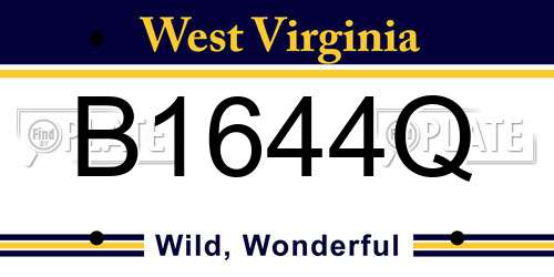 B1644Q West Virginia License Plate