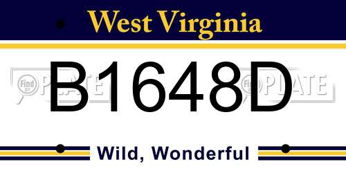 B1648D West Virginia License Plate