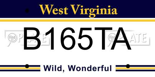 B165TA West Virginia License Plate