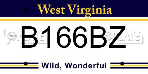 B166BZ West Virginia License Plate