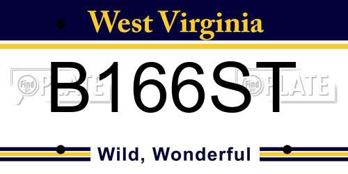 B166ST West Virginia License Plate