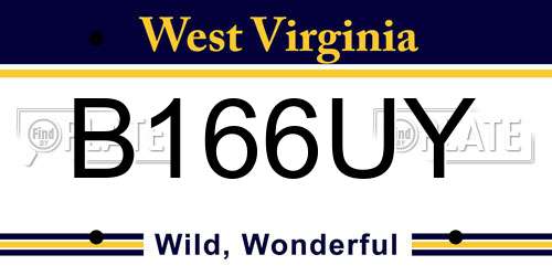 B166UY West Virginia License Plate