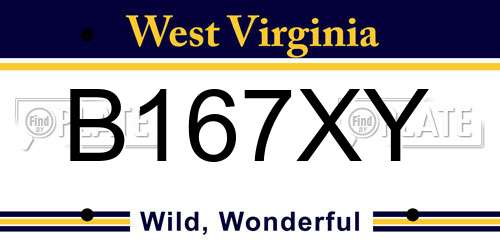 B167XY West Virginia License Plate