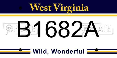 B1682A West Virginia License Plate