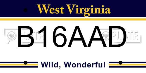 B16AAD West Virginia License Plate