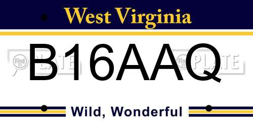 B16AAQ West Virginia License Plate