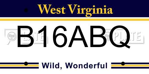 B16ABQ West Virginia License Plate