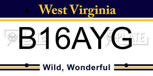 B16AYG West Virginia License Plate