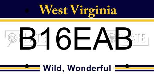 B16EAB West Virginia License Plate