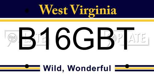 B16GBT West Virginia License Plate