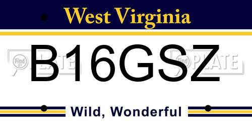 B16GSZ West Virginia License Plate