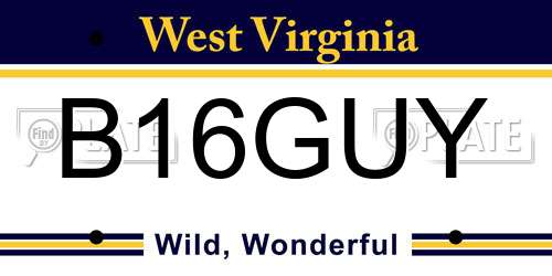 B16GUY West Virginia License Plate