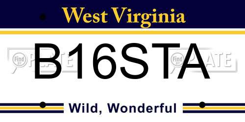 B16STA West Virginia License Plate