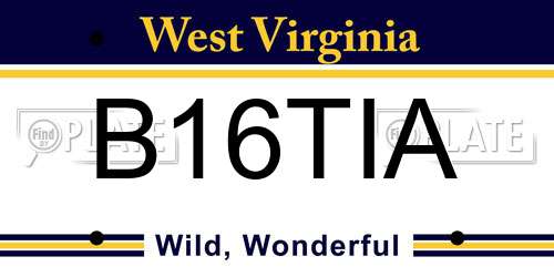 B16TIA West Virginia License Plate