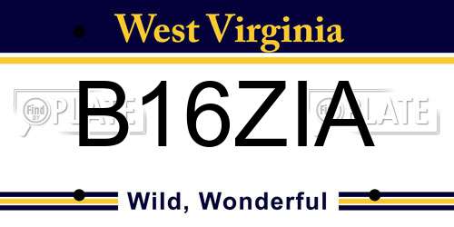 B16ZIA West Virginia License Plate