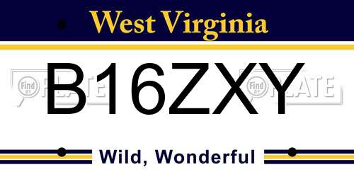 B16ZXY West Virginia License Plate