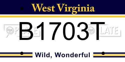 B1703T West Virginia License Plate
