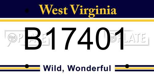 B17401 West Virginia License Plate