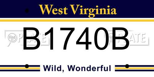 B1740B West Virginia License Plate