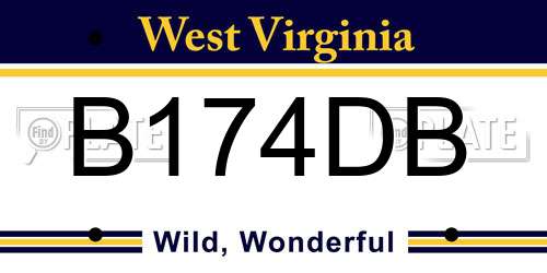 B174DB West Virginia License Plate