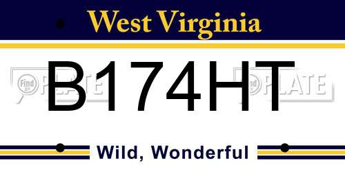 B174HT West Virginia License Plate