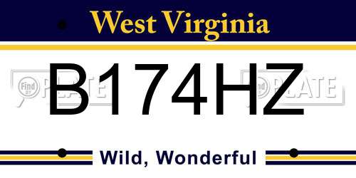 B174HZ West Virginia License Plate