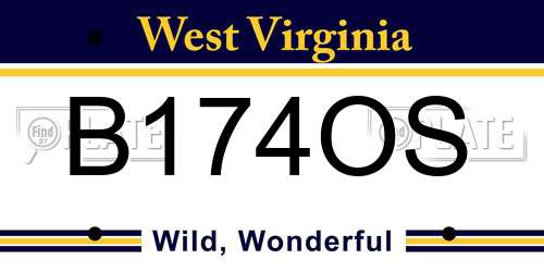 B174OS West Virginia License Plate