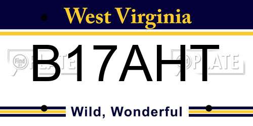 B17AHT West Virginia License Plate