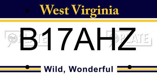 B17AHZ West Virginia License Plate