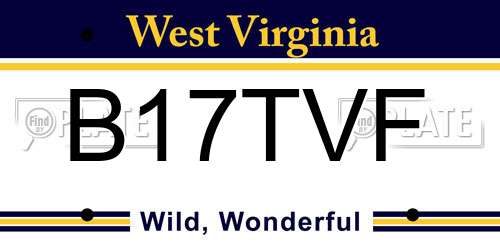 B17TVF West Virginia License Plate