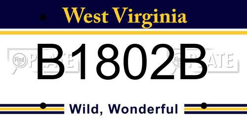 B1802B West Virginia License Plate