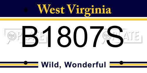 B1807S West Virginia License Plate