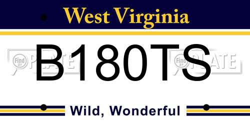 B180TS West Virginia License Plate